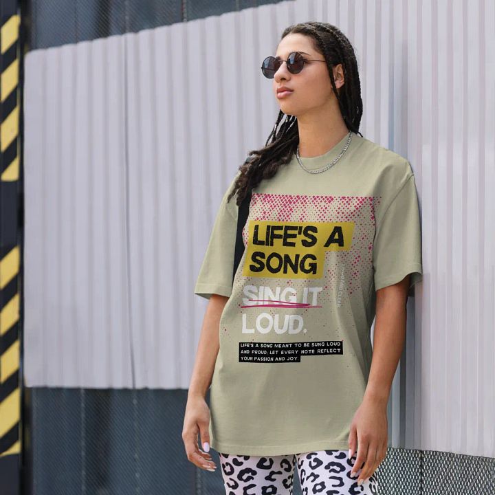 Life is a song, sing it loud oversized tee product image (2)
