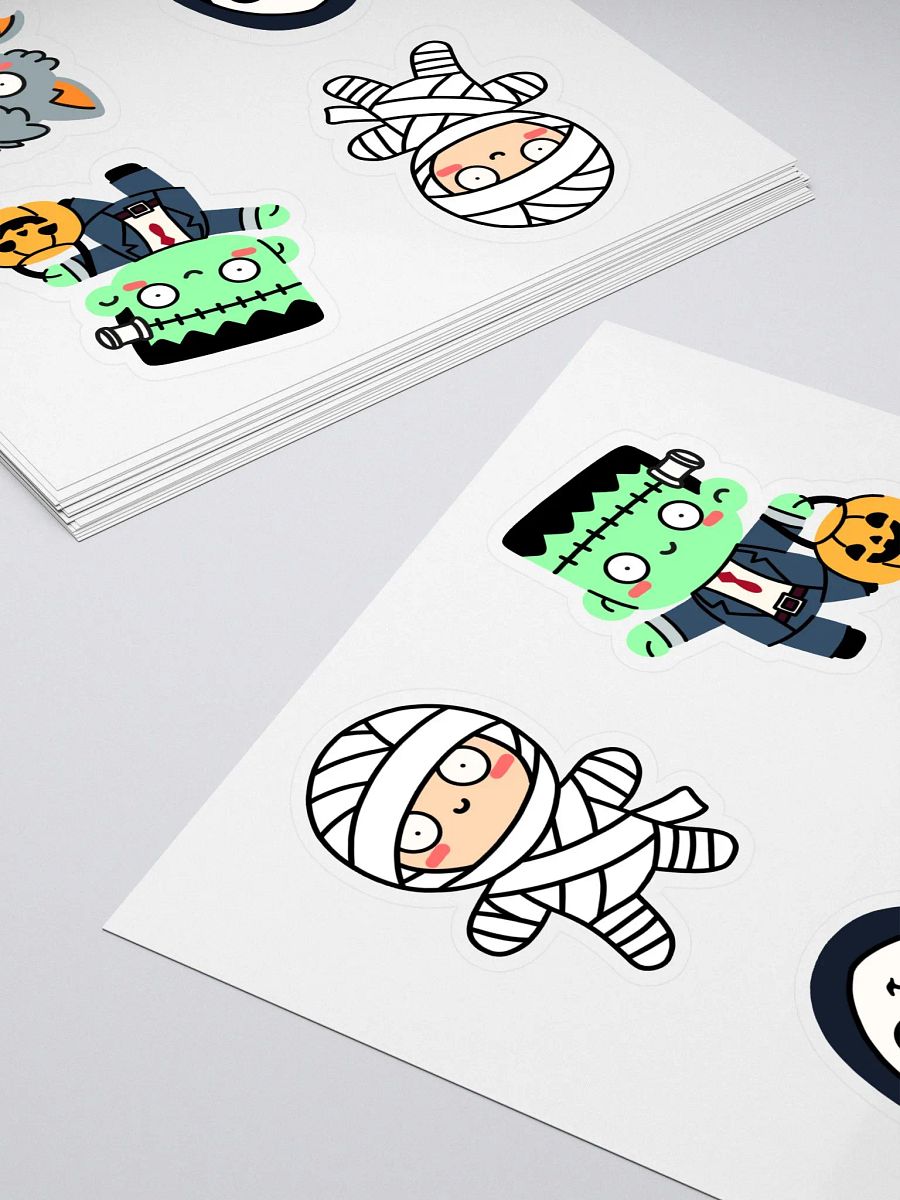 Cute Halloween Stickers Pack – Spooky Mummy, Frankenstein, Skeleton & Werewolf Characters product image (4)