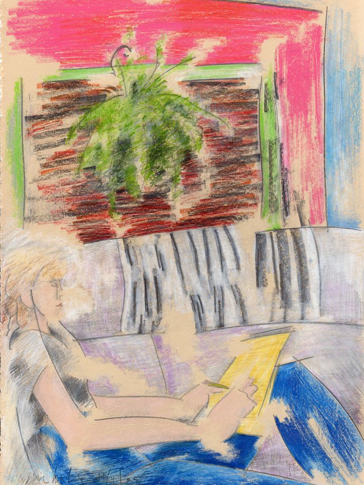 Woman with Yellow Tablet 12.09.85 print product image (1)
