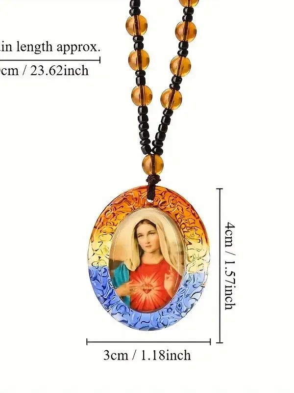 Colar com Pingente de vidro da Virgem Maria product image (2)