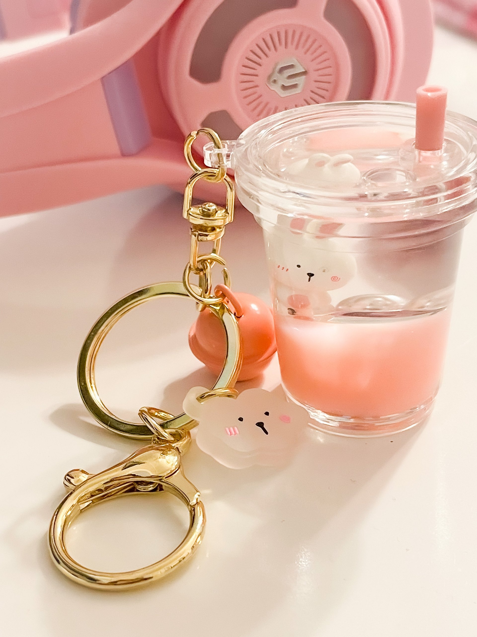Pink Milk Tea Bunny Keychain / Bag Clip product image (2)