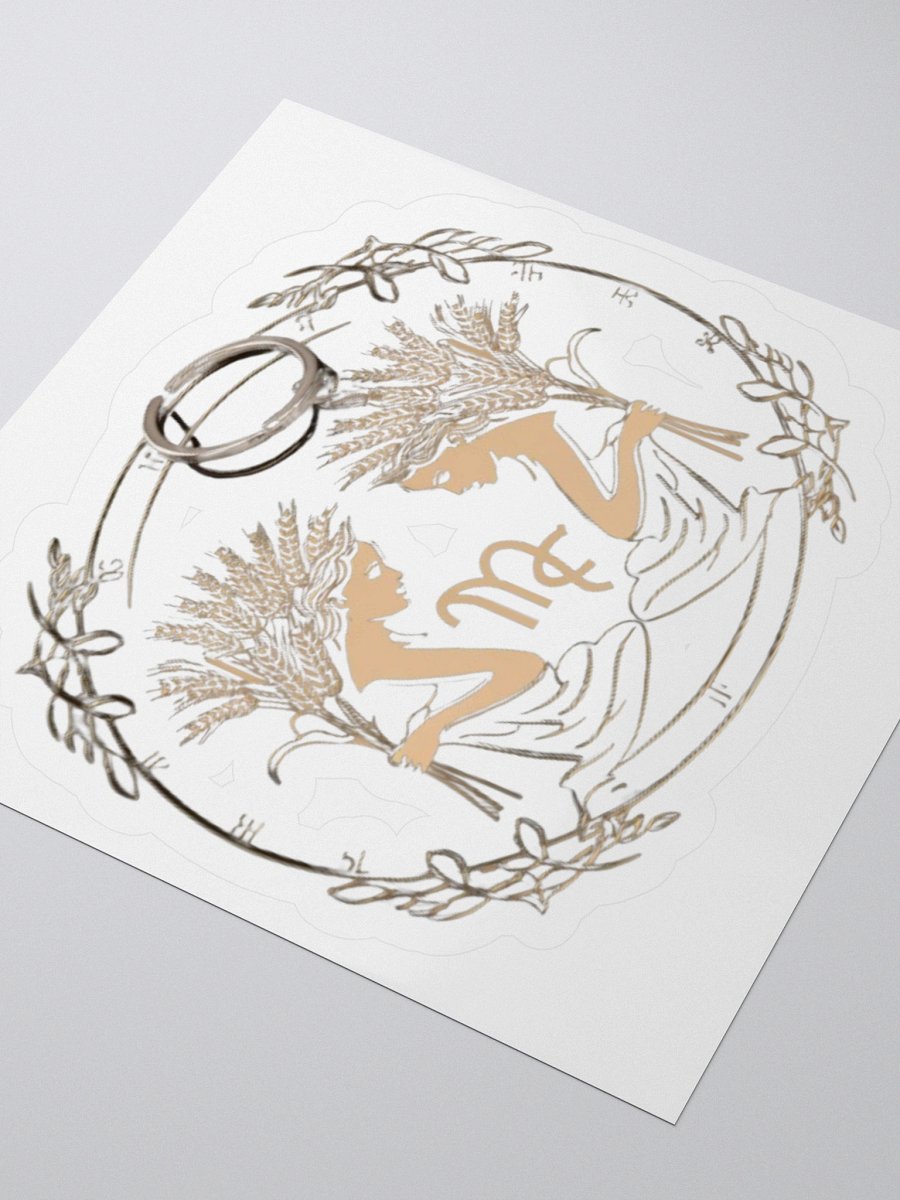 Virgo Zodiac Sticker - Maiden with Wheat & Floral - Durable Vinyl product image (8)