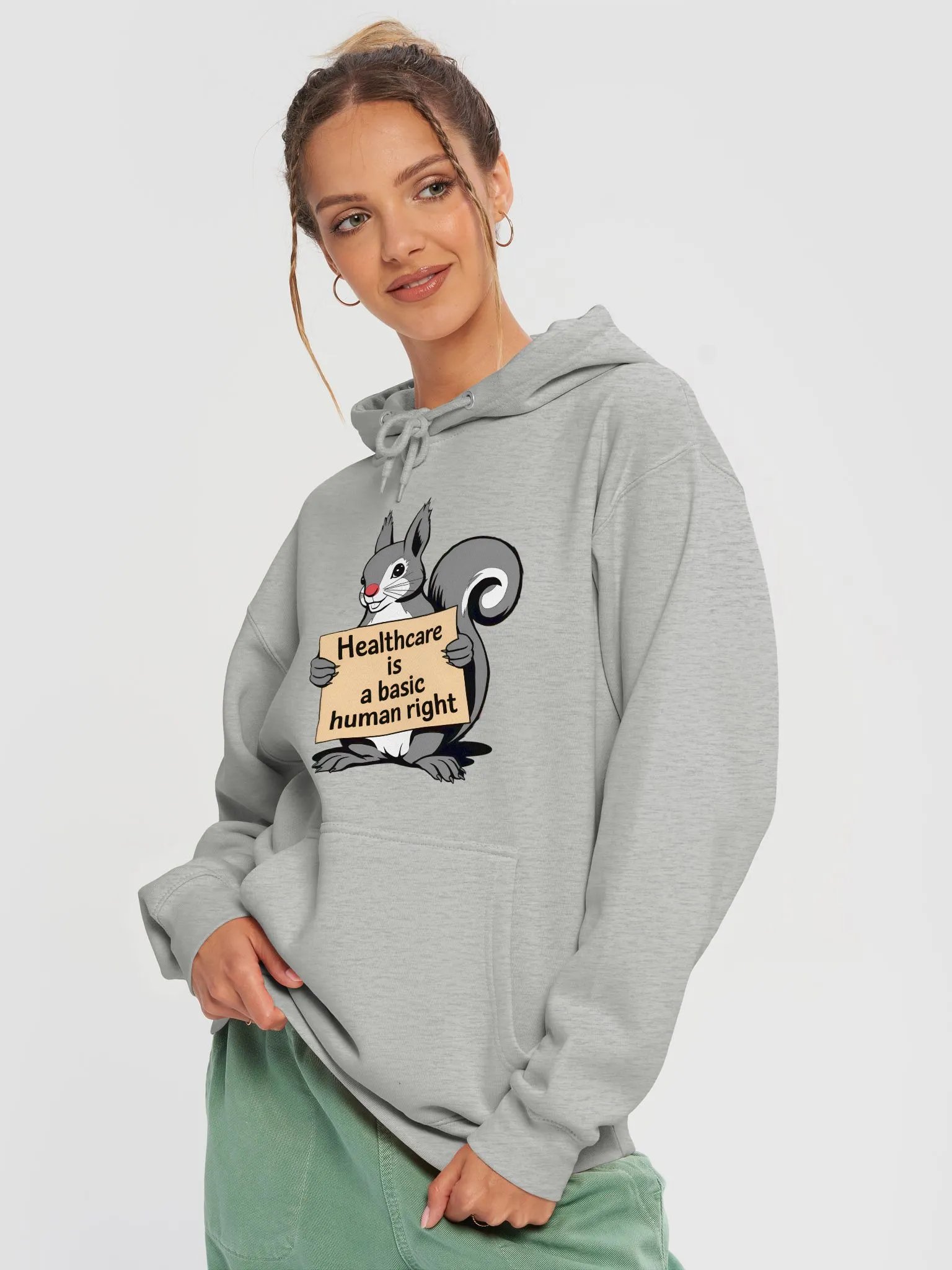 Premium, super soft Hoodie: Healthcare is a basic human right, Pooky with Sign product image (3)
