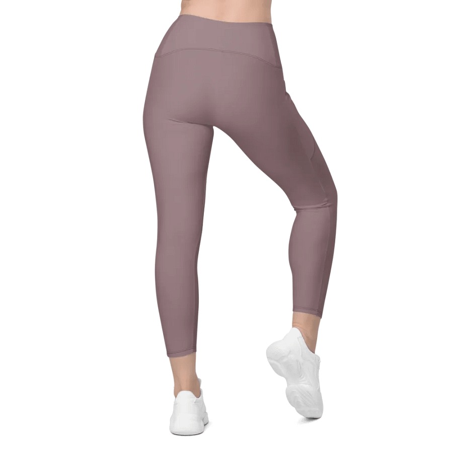 Plain Cool Purplish Brown Soft Summer Women's High Waisted Premium Crossover Leggings with Pockets by Treasure Pie product image (3)