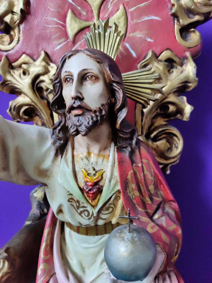 Sagrado Coração de Jesus arte Deco, Estátua Jesus Cristo Sentado, presente família, estátua religiosa product image (3)
