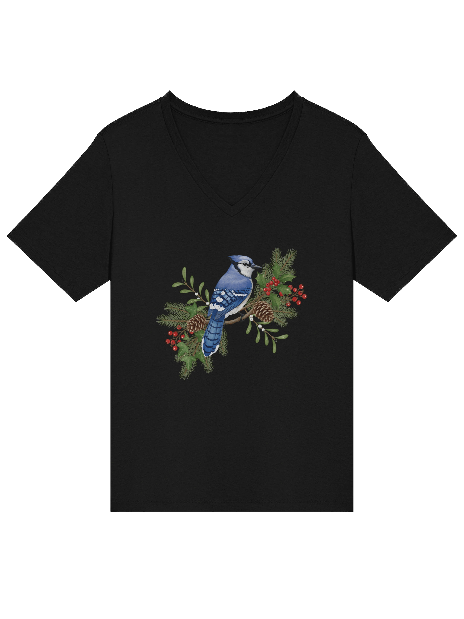Blue Jay Bird-Women's Relaxed V-Neck T-Shirt product image (6)