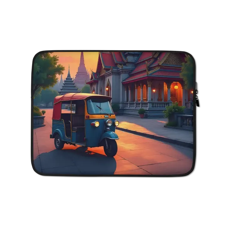 Tuk-Tuk at Sunset Near Thai Temple sleeve case. product image (1)