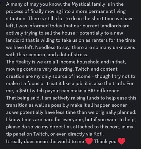 I am honestly so overwhelmed with life right now. Since there's character limits on posts - here's a bit of info on what's go...