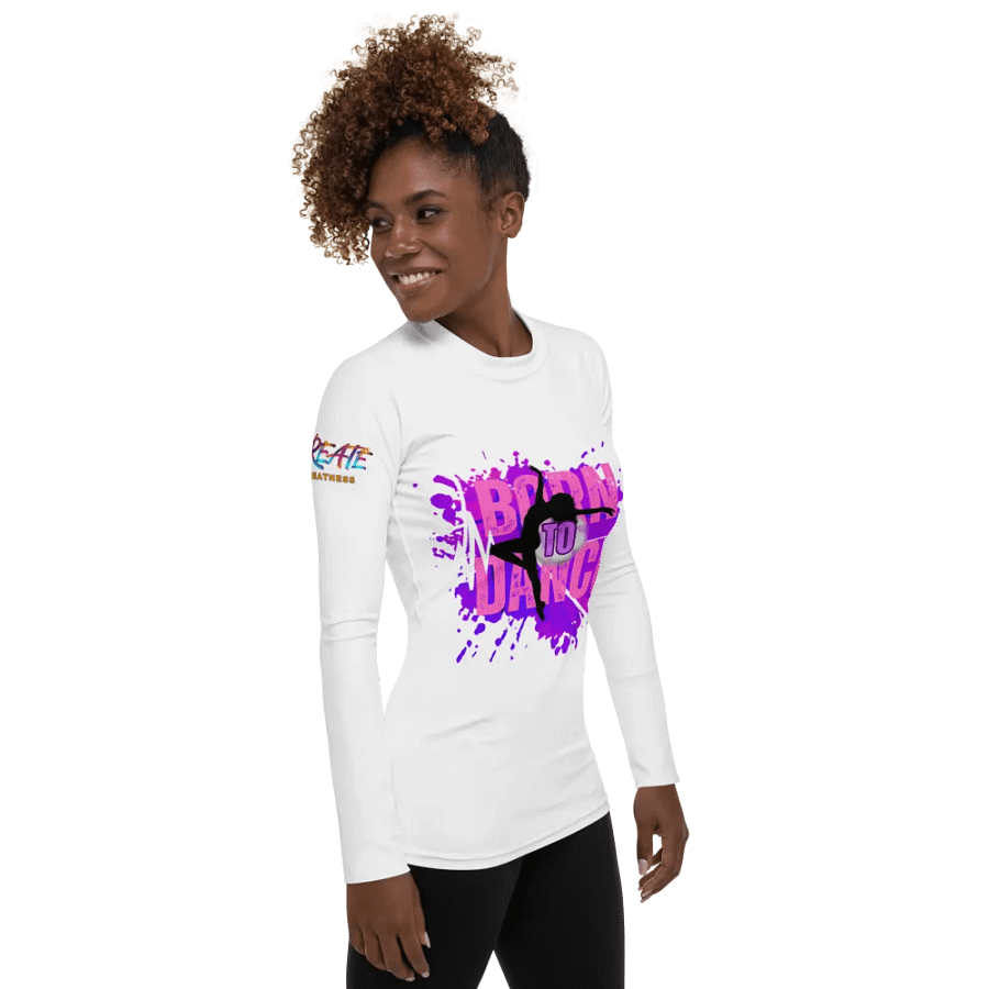 Born to Dance Her Silhouette Vibrant Splatter Rash Guard product image (9)