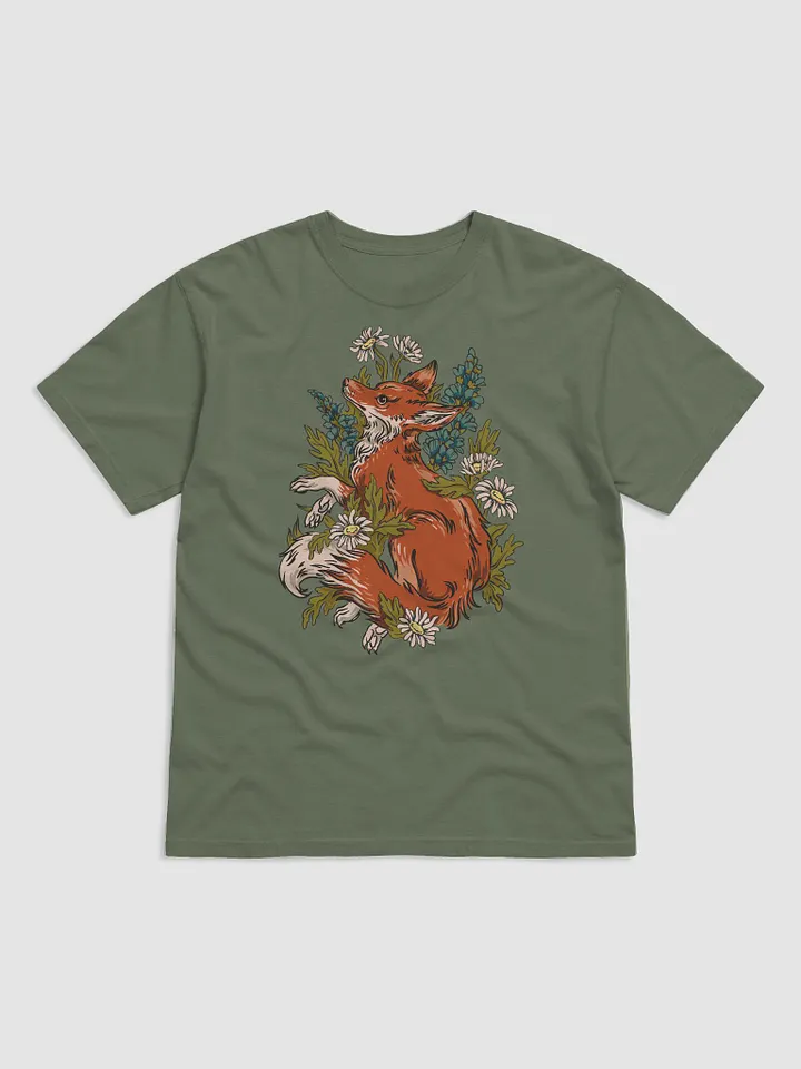 Goblincore and Cottagecore Shirts for Fox Lovers | Red Fox on a Bed of Chamomile Flowers Botanicals T-Shirt product image (16)