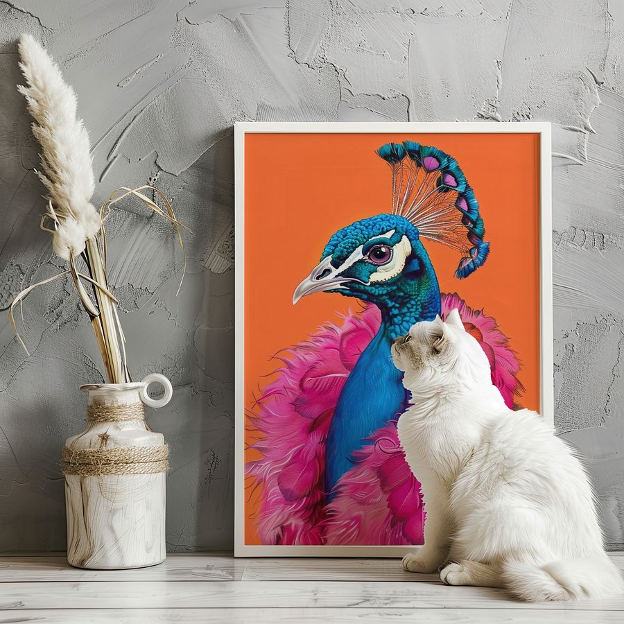 Peacock in Fur Anthropomorphic Animal Fashion Art Print product image (20)
