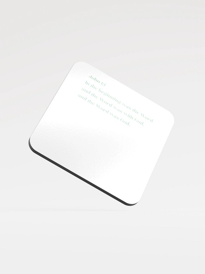 John 1:1 Verse Green Glossed Cork Coaster product image (1)