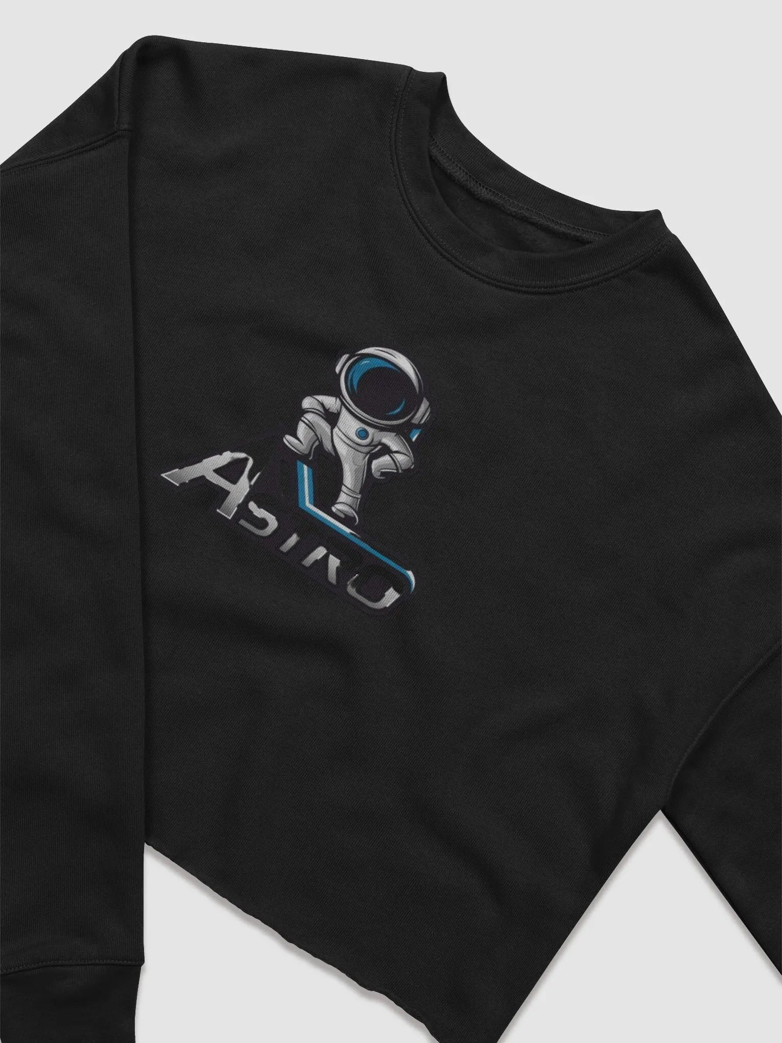 Astro Women's Fleece Crop Sweatshirt - Stylish Black Cosmic Design product image (5)