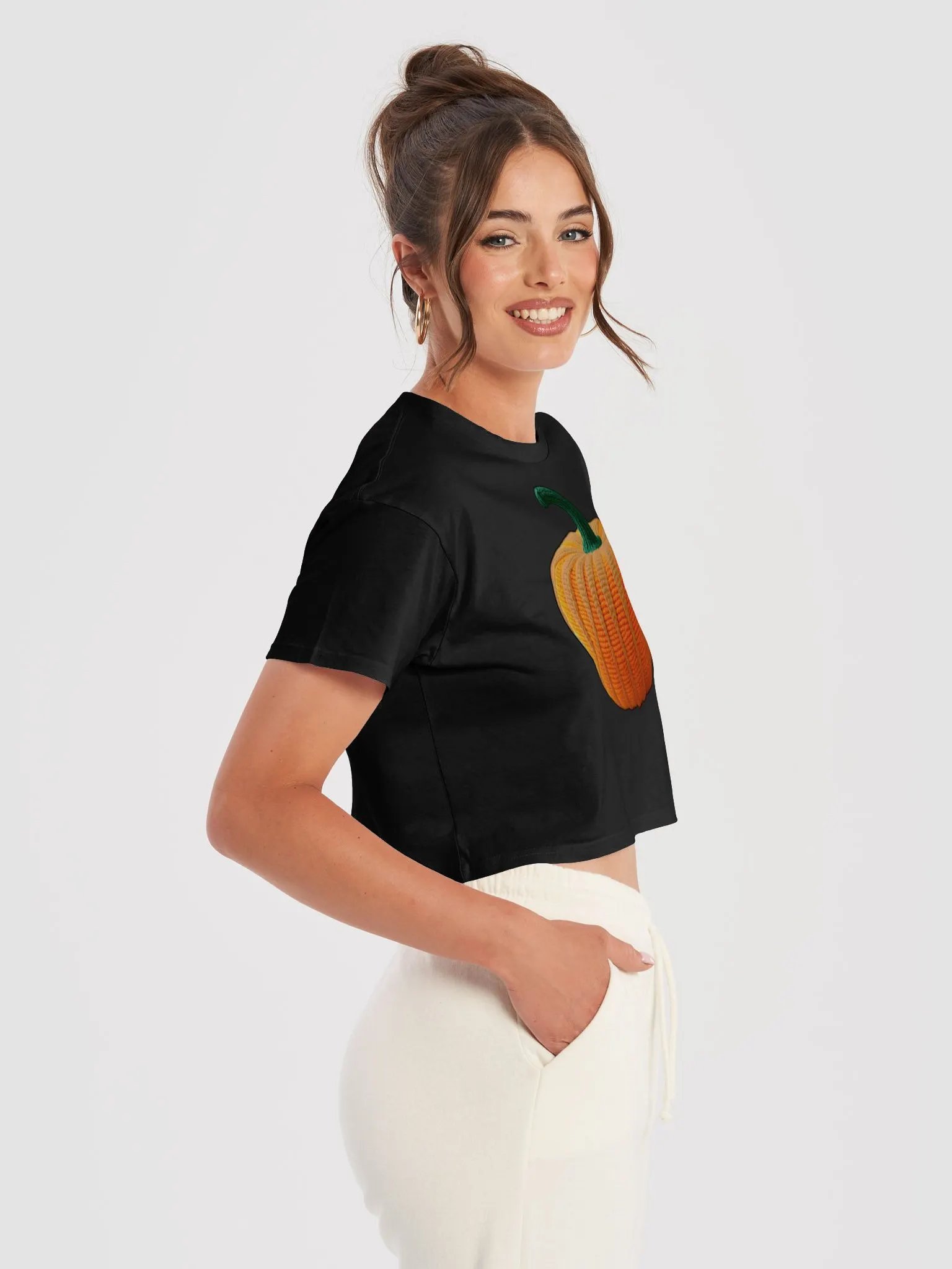 CozyAvocado Women's Premium Pumpkin Crop Top #4 product image (6)