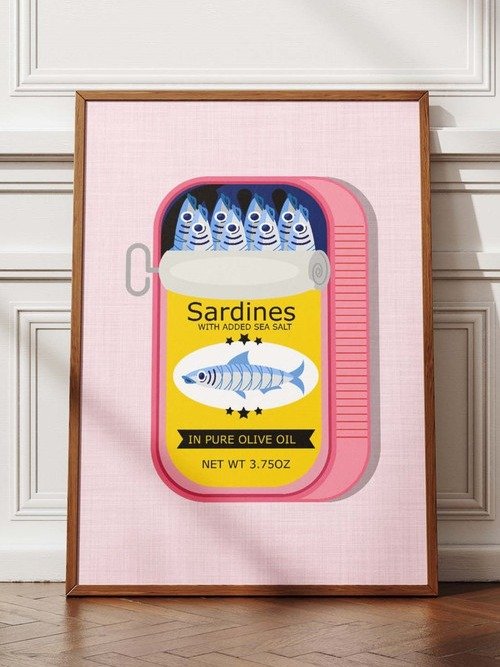 Sardine Wall Art Sardines Print Sardine Tin Vintage Poster Retro Fish Print product image (1)