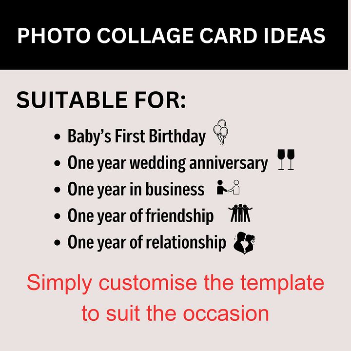 One Year Celebration Card Photo Collage Canva Template product image (2)