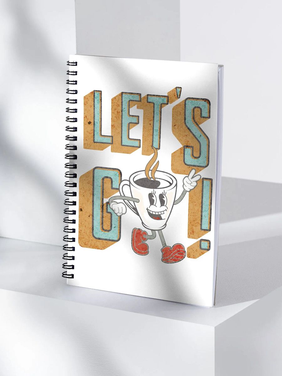 Lets Go Coffee Mascot Cheerful Coffee Cup Spiral Notebook product image (3)