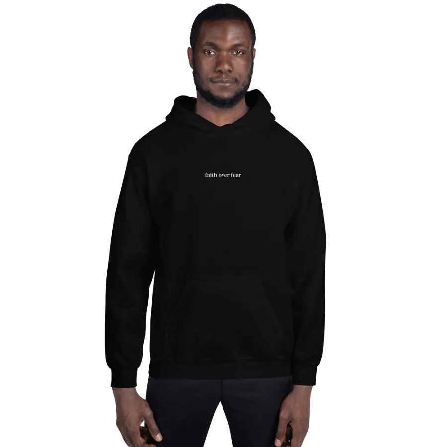 Minimalistic Unisex Faith Over Fear Embroided Hoodie (White Embroided) product image (13)