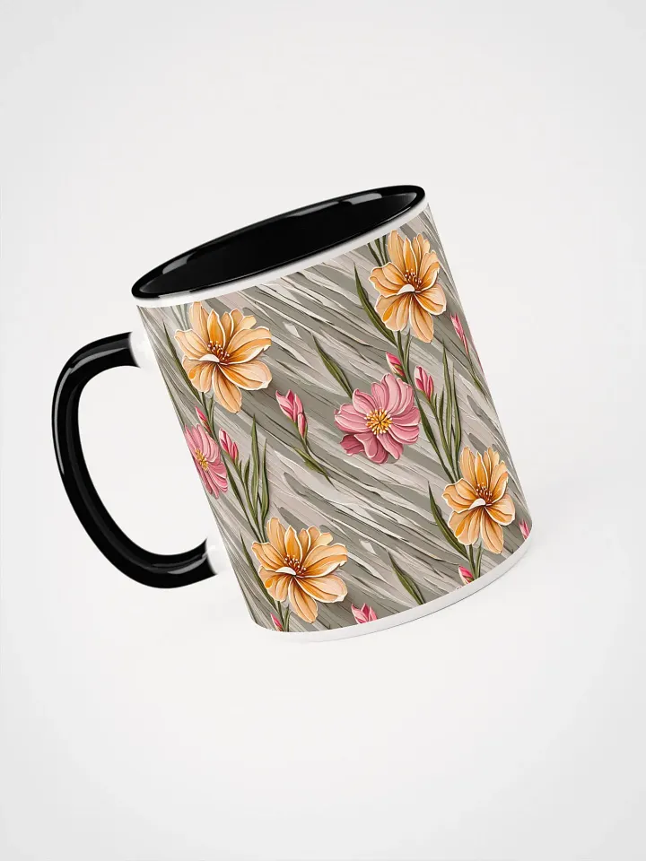 Coffee Mug with Color Inside - Painted Flowers in Shades of Yellow and Pink product image (2)