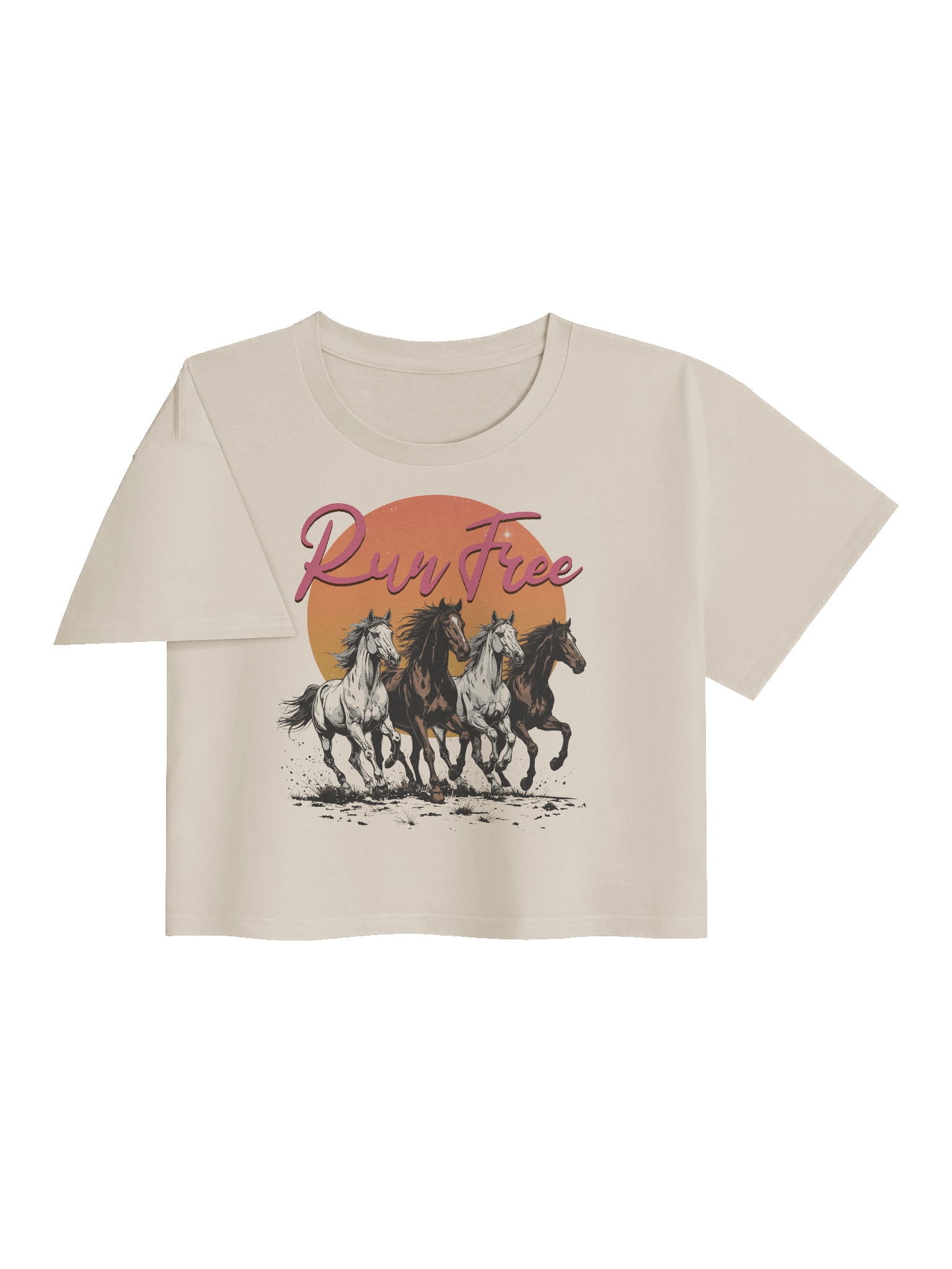 The "Run Free" Retro Horses Premium Crop Top product image (13)