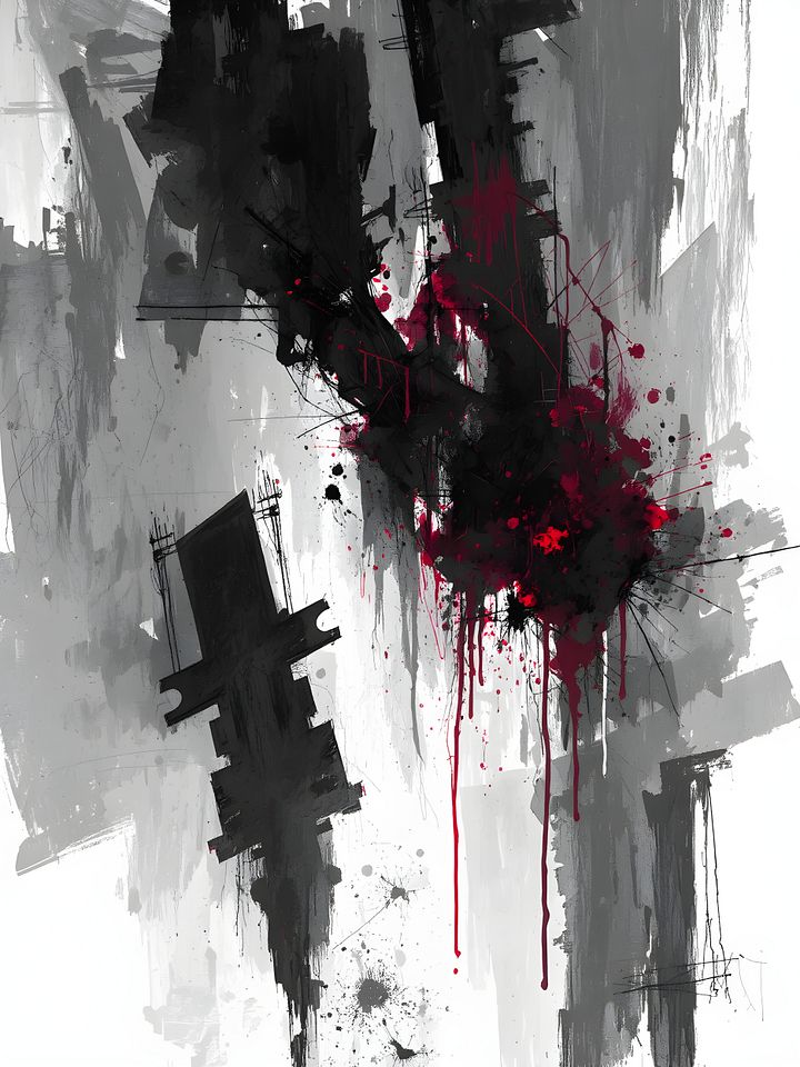 Crimson Fracture - Moody Abstract Art Print product image (1)