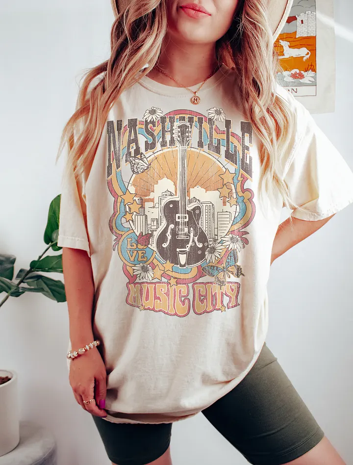 Nashville Music City Tee | Retro-Style Western Grunge T-Shirt for Travel and Road Trips product image (8)