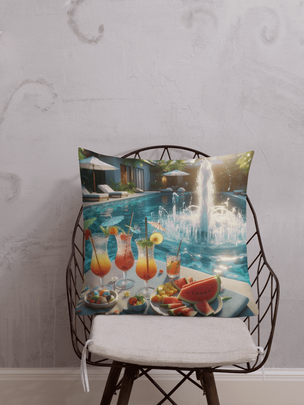 Tropical Oasis Premium Pillow | AI Design swimming pool product image (1)