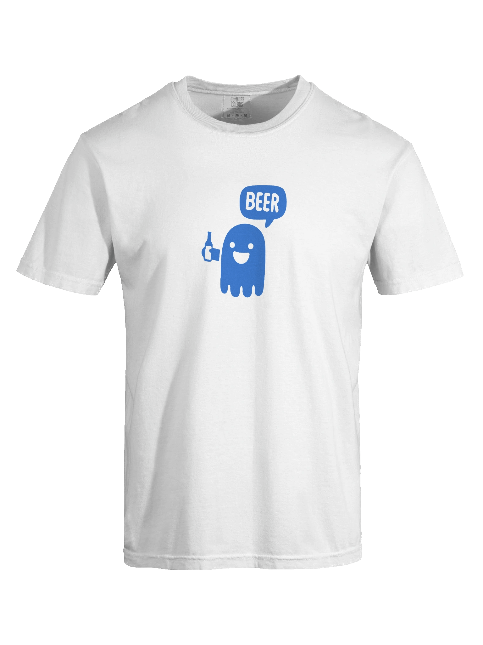 Funny Blue Ghost Beer Graphic T-Shirt – Bold Front Print Tee with Drinking Ghost Design product image (4)
