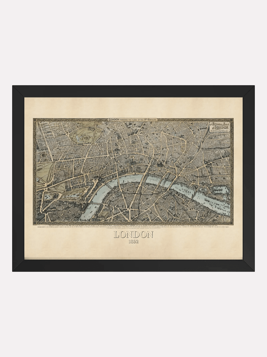 London 1892 Framed Poster Print – Hand-Drawn Historic City Map Print product image (1)