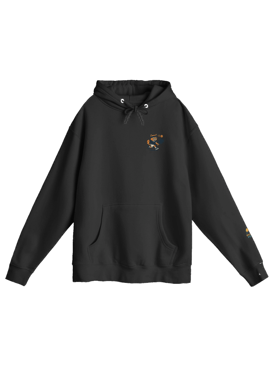 Pickleball Hoodie – Retro Tiger Cat Playing Pickleball – Premium Lightweight Black & White Unisex product image (1)