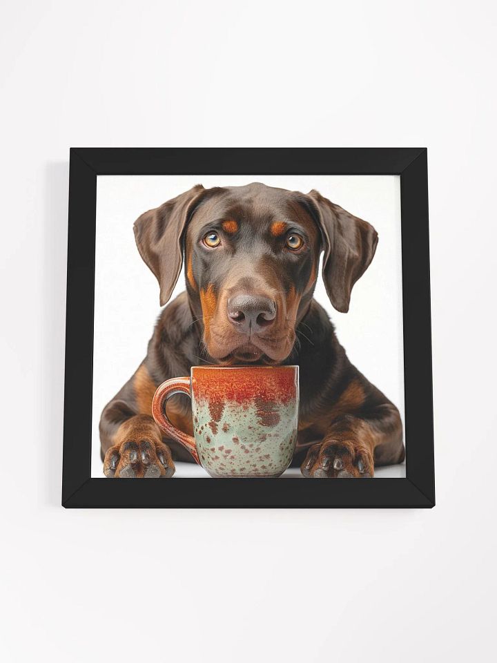Coffee Lover Cute Doberman Pinscher Dog Framed Wall Art product image (2)