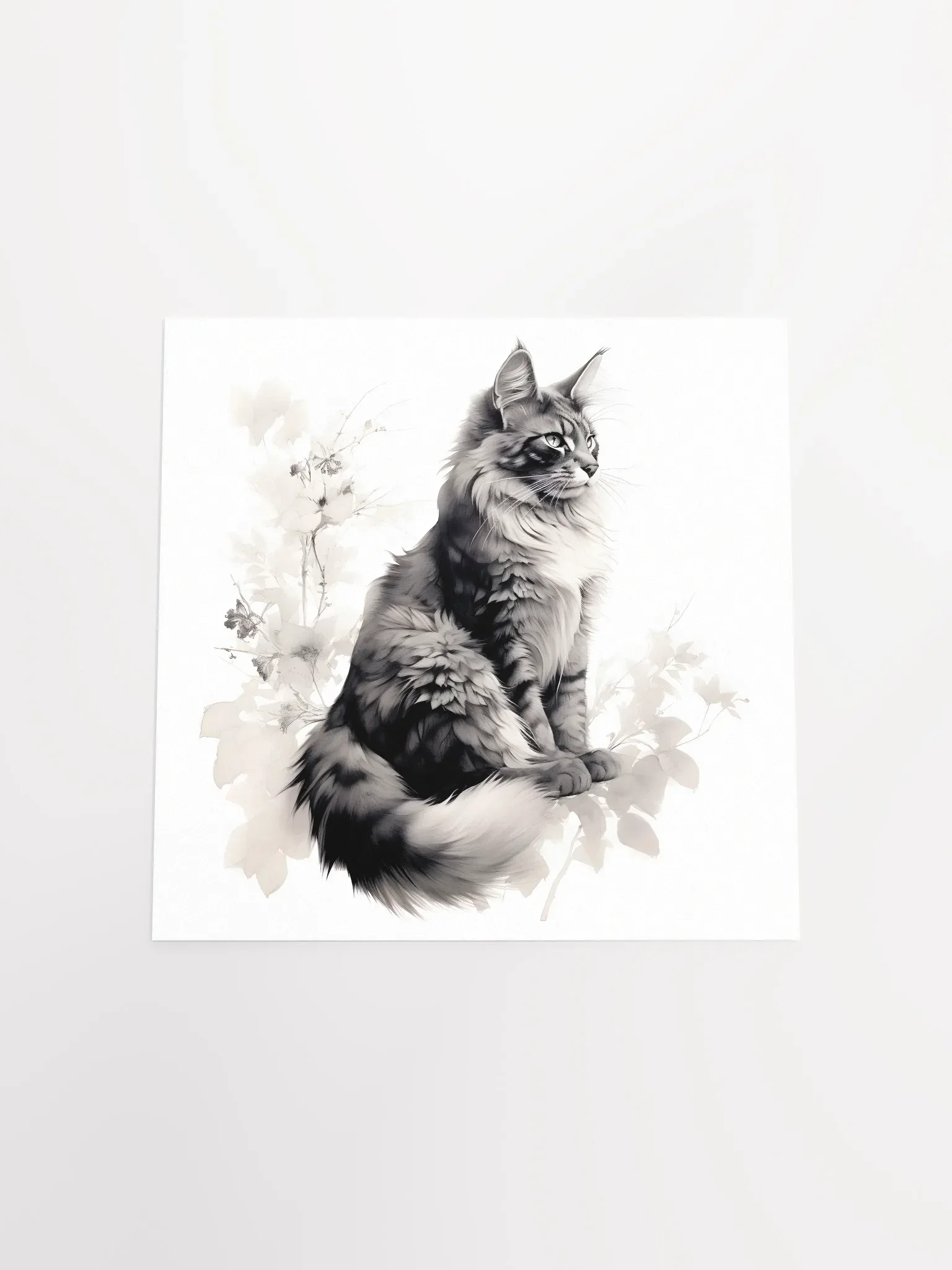 Maine Coon Floral Ink Poster product image (4)