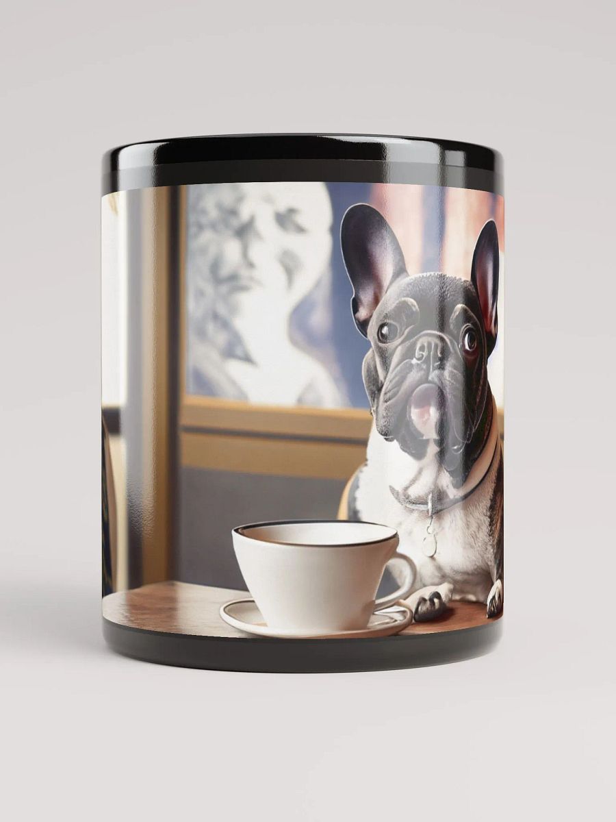 Sophisticated Sip: Black Glossy Mug with French Bulldog for Dog Lovers product image (1)