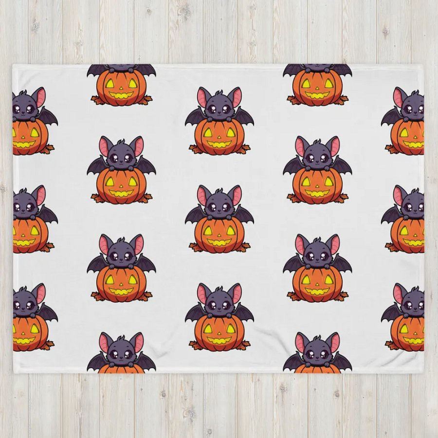 Glowing Halloween Bats Throw Blanket product image (4)