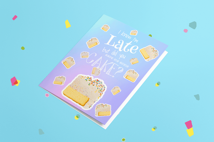 “Belated Cake” card product image (2)