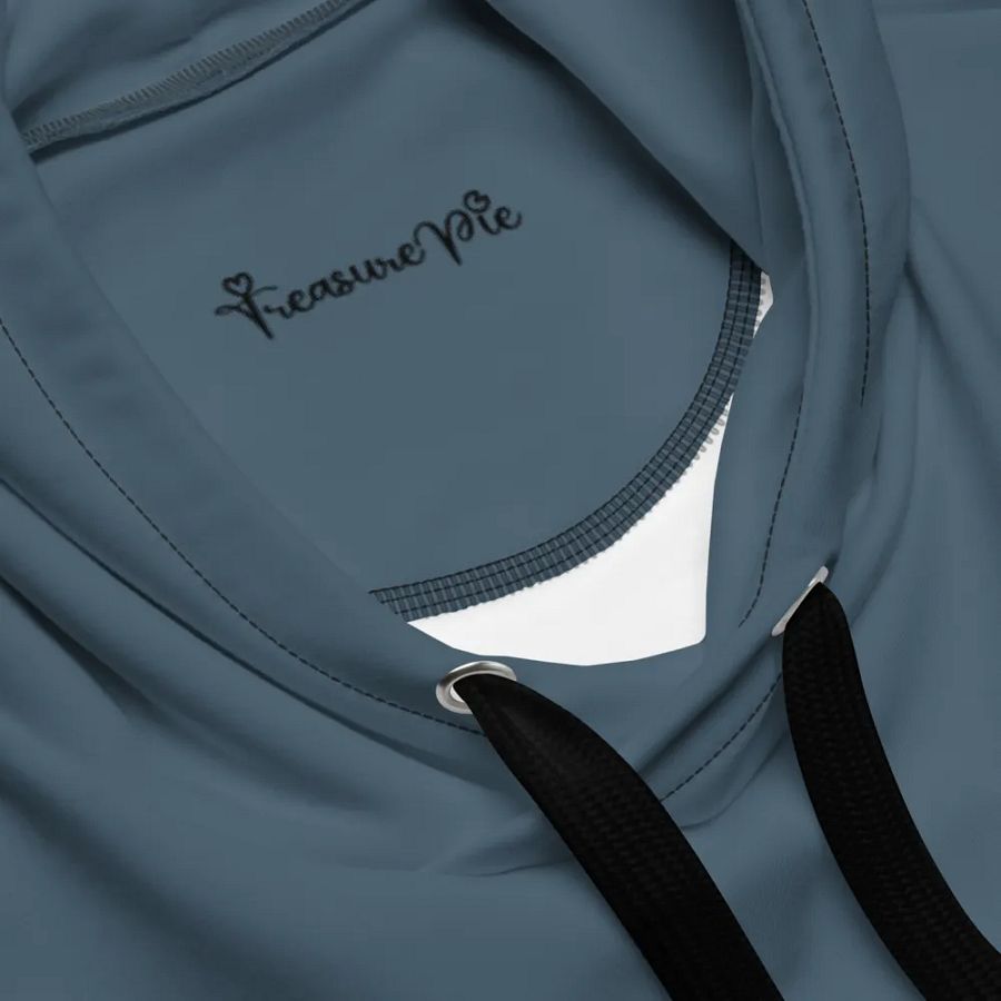 Plain Dark Greyish Blue Soft Summer Unisex Recycled Polyester Heavyweight Premium Hoodie by Treasure Pie product image (7)