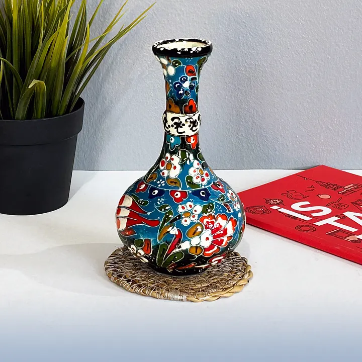 Ceramic vase (blue), Turkish Iznik style (Gözyaşi) — handmade pottery product image (1)