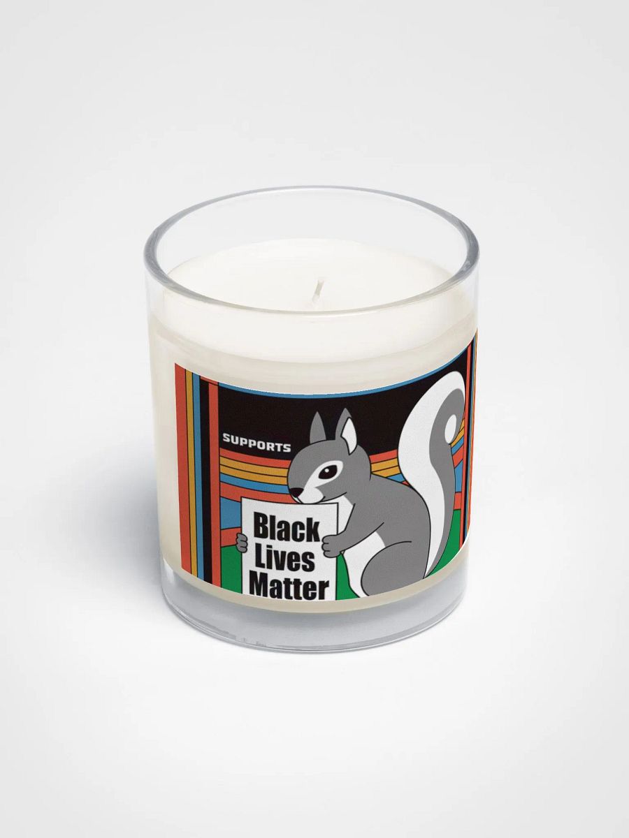 Slow Burning Candle: BLM Clean Lines, colorful background, pooky holding BLM sign product image (2)