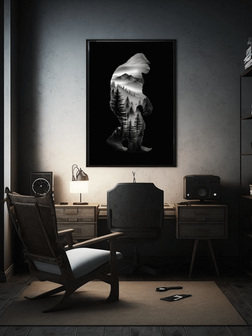 Sasquatch Silhouette Framed Matte Wall Art Canvas product image (2)