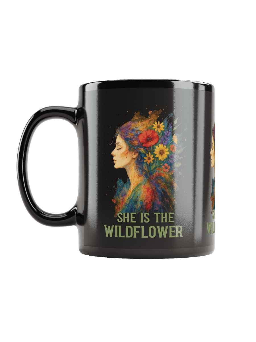 She Is the Wildflower Black Mug – Boho Floral Naturecore Coffee Cup (11oz & 15oz) product image (11)
