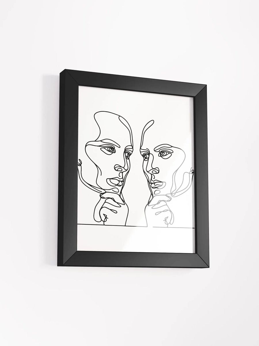 Two Male Thoughtful Faces Line Art Framed Poster product image (17)
