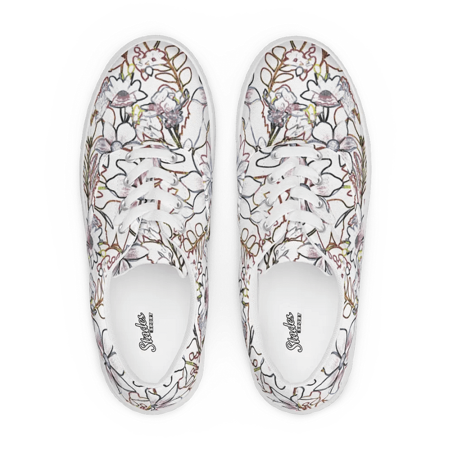 Line art White and Brown Floral/Women's Lace-Up Canvas Shoes by Allcolor product image (1)