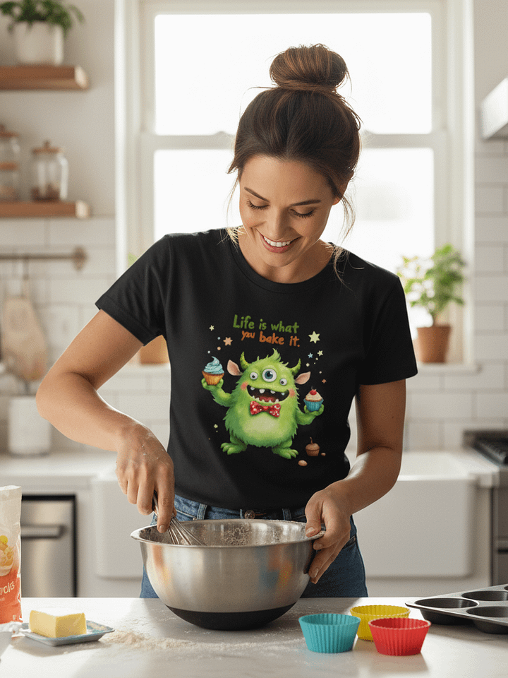 "Life is What You Bake It" Funny Baking Monster T-Shirt - Cute Baker Gift for Baking Lovers product image (1)