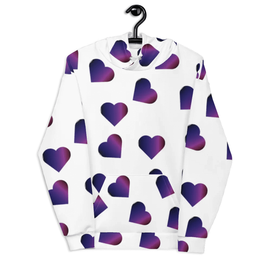 Abstract Love Pattern Purple Hearts on a White Background Unisex Pull On Hoodie product image (7)