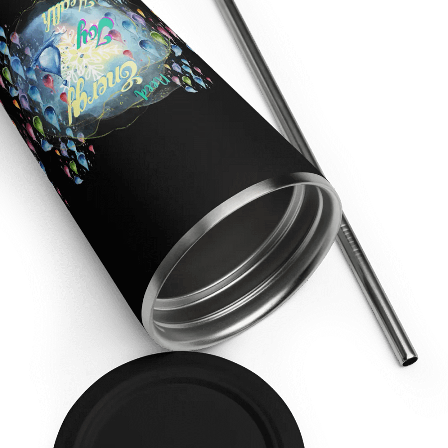 Insulated Tumbler with straw with beautiful swirly  water drop splash and drops design, product image (12)
