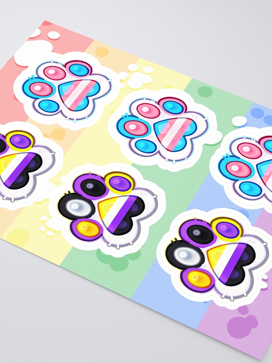 Trans & Nonbinary Medley Pride Paw Prints Sticker Sheet product image (2)