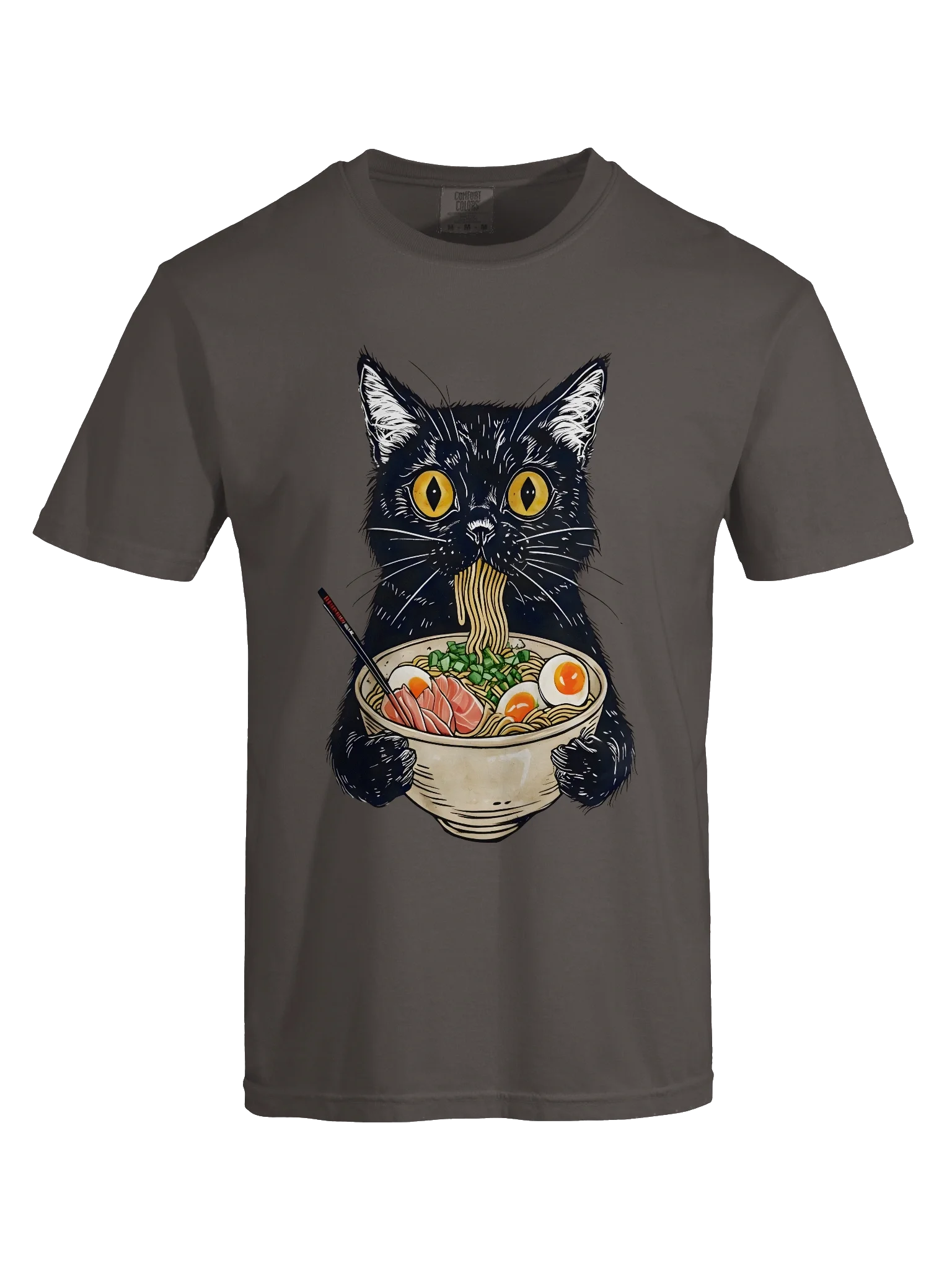 Ramen Eating Black Cat T-Shirt – Relaxed Fit Heavyweight Unisex Cotton T-Shirt product image (19)