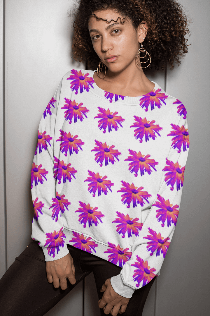 Abstract Pink Floating Daisy Flower Repeating Pattern Design Unisex Sweatshirt product image (1)