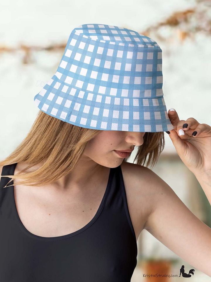 Gingham Reversible Bucket Hat Blue and Mustard Yellow Checker product image (2)