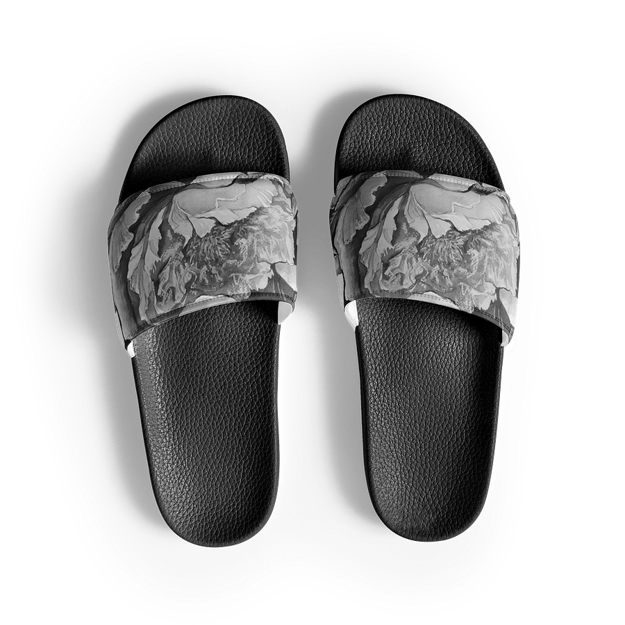 B&W Peonies - Men's Slides product image (3)